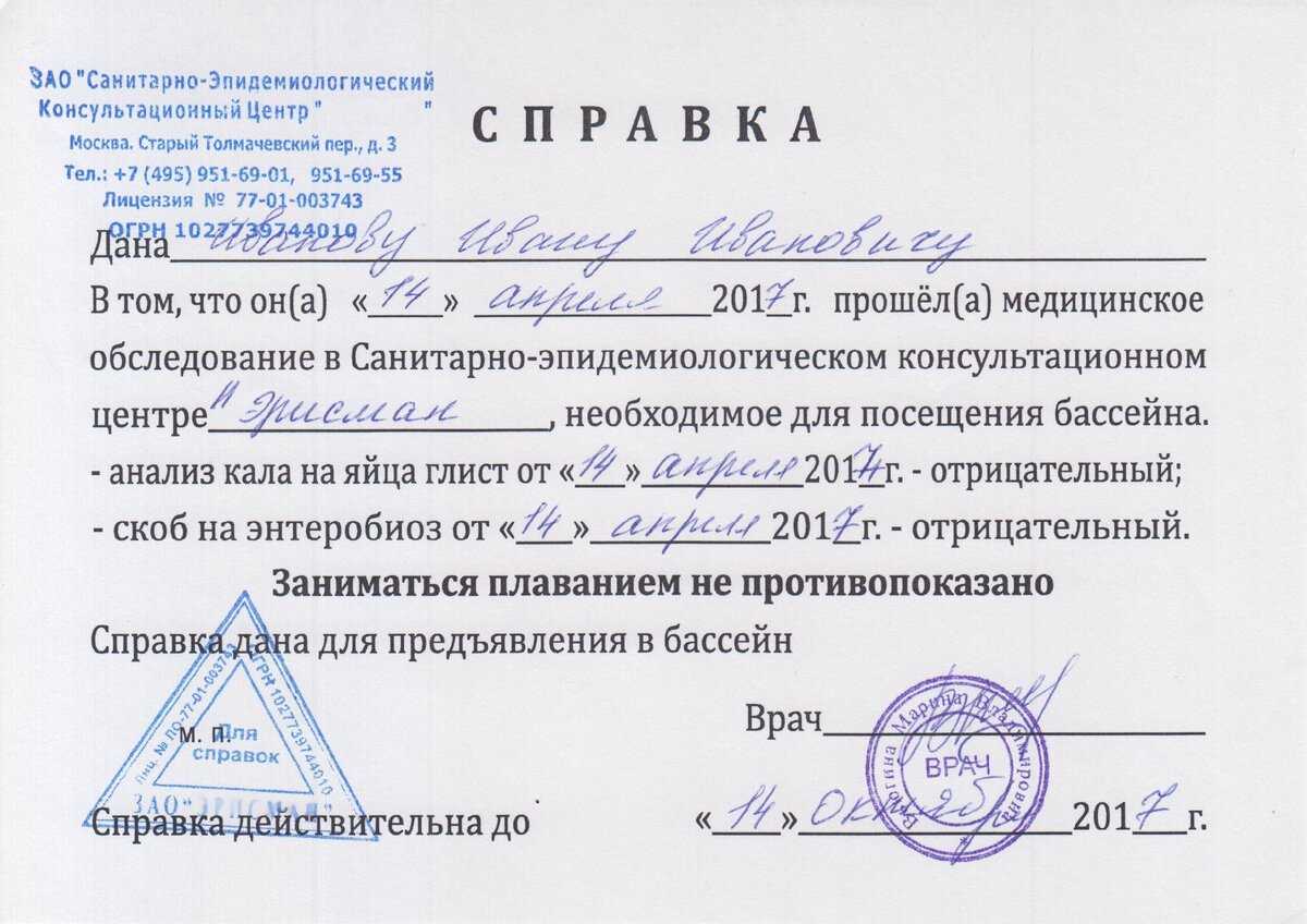 Справка в бассейн: кому и зачем она нужна? - гарантмед
