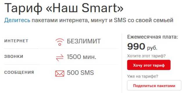 Тариф «наш смарт» от мтс